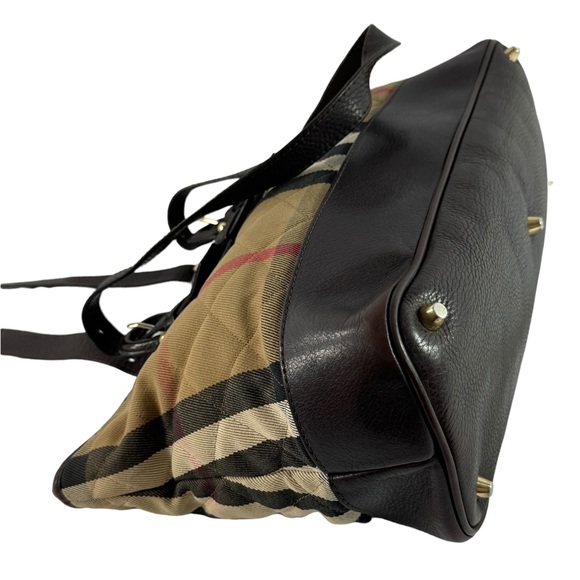 BURBERRY Multicolor Canvas Quilted House Check Manor Tote Bag Made in Italy - Picture 8 of 17